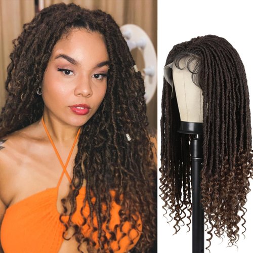 Quick Wig Lace Front Wigs Long Dreadlock Wig for Black Women Double Full Lace Goddes Locs Wig with Baby Hair Hand Braided Twist Wig Synthetic Lace Frontal Wig 1B/30