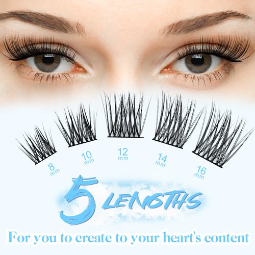 Lash Clusters Wispy Cluster Eyelash Extensions 8-16mm Portable Individual Lashes C Curl DIY Lash Extension Lightweight & Comfortable Natural Looking by ESHARP