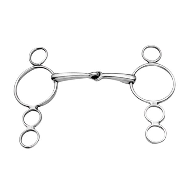 Korsteel Stainless Steel Jointed 3 Ring Dutch Gag Bit, Silver, 5.5"