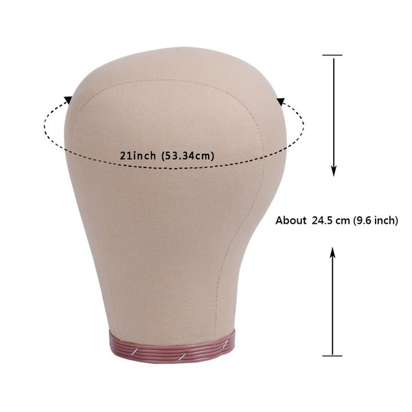 1 Piece 21 Inch Wig Head Cork Canvas Block Head Mannequin Head for Wigs Display Styling Manikin Head (21 inch)