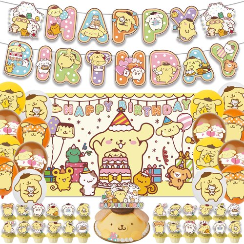 43Pcs Cartoon Dog Theme Birthday Decorations Include Birthday Backdrop-Banner-Cake Topper-24Pcs Cupcake Toppers-16Pcs Balloons for Kids Birthday Party Supplies