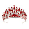 SH Metal Tiaras and Crowns for Women, Crystal Wedding Tiara for Bride, Rhinestone Queen Crown, Bridal Costume Hair Accessories for Birthday Prom Pageant Quinceanera Celebration, Red