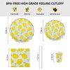 Lemon Party Supplies,120pcs Disposable Lemon Dinnerware Set with 20 Dinner Plates, 20 Dessert Plates, 20 Cups, 20 Straws & 40 Napkins for Birthday Baby Shower Pool Party Dinner Dessert - 20 Guests