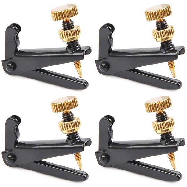 KAIY Violin Fine Tuners for 4/4-3/4 Violin, Stainless Metal String Spinner Adjuster, Nickel Plated Anti Rust, 4 Pcs Black/Gold
