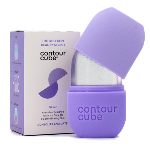 Contour Cube Original - Ice Roller for Sculpting & De-Puffing - Face Ice Roller & Massager with BPA-Free Silicone - Ice Mold for Face - Skin Care Tools for Daily Skincare (180ml) - Violet