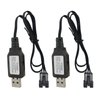 SM-4P Charger for RC Car/Boat/Gel Ball Blaster 7.4V Li-ion Battery, USB Charging Cable 2-Pack