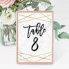 Hadley Designs 1-25 Marble Geometric Table Number Double Sided Signs for Reception, Restaurant, Birthday Party Event, Calligraphy Printed Numbered Card Centerpiece Decor Setting Reusable Stand (4x6)