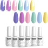 Vishine Gel Nail Polish Set - Macaron Series 6 Colors, Popular Lilac Pink Blue Yellow Fresh Bright Colors Trendy UV LED Soak Off Nail Art Gel Manicure Kit