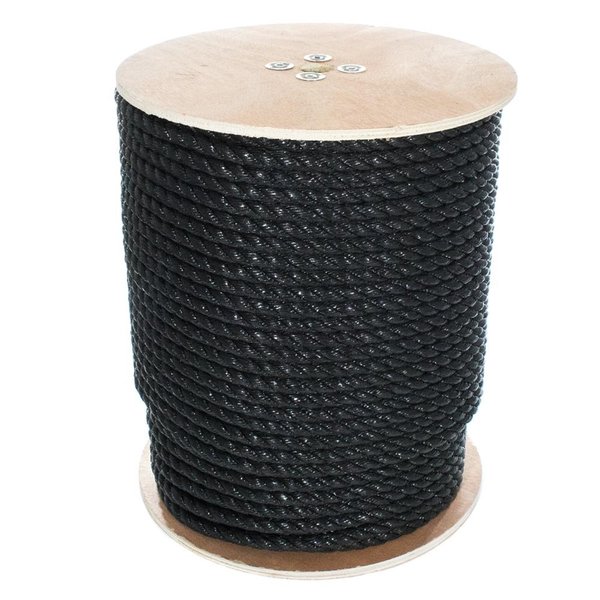 West Coast Paracord Twisted 3 Strand Polypropylene Rope (Black, 5/8 Inch, 10 Feet) - Waterproof and Floats in Water