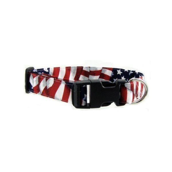 K9 Bytes Flag Soft Adjustable Dog Collar with Quick Release Buckle Extra Small
