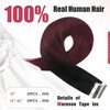 Moresoo Burgundy Tape in Hair Extensions Balayage Off Black to Burgundy Hair Extensions Real Human Hair Tape in Ombre Human Hair Tape in Extensions Balayage 16 Inch #1B/99J 20pcs 50g