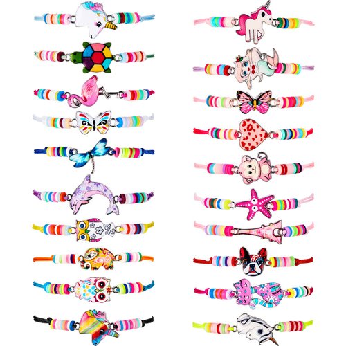 BBTO 20 Pieces Unicorn Bracelets Friendship for Girls Women Jewelry Animal Pendant Owl Cute Adjustable Prize Pretend Play Party Favors (Dog Style)