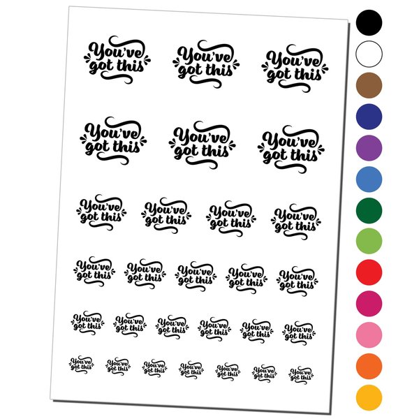 You've Got This Motivational Temporary Tattoo Water Resistant Fake Body Art Set Collection - Black (One Sheet)