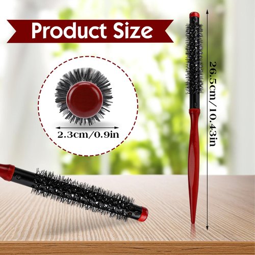 JIEYAO Small Round Brush for Blow Drying, Mini Roller Quiff Hair Combs, Portable Curl Brush Nylon Bristles Hair Styling Brush Salon Hairdressing Brushes for Thin Hair Short Hair Bangs Beard Lifting