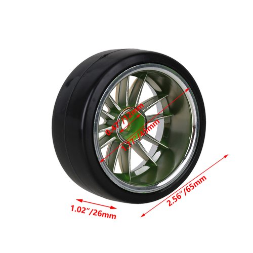 Mxfans 4PCS RC1/10 On Road Car Drift Smooth Wheel Tires & Plastic Plating Golden 12-Spoke Wheel Rims