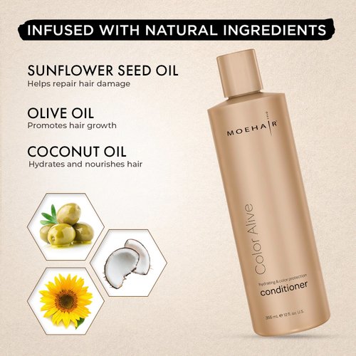 MOEHAIR Color Alive Conditioner (12 Fl. Oz), Hydrating & Nourishing Conditioner for Color Treated Hair | Reduces Scalp Dryness | Preserves Hair color | Paraben & Sulfate Free