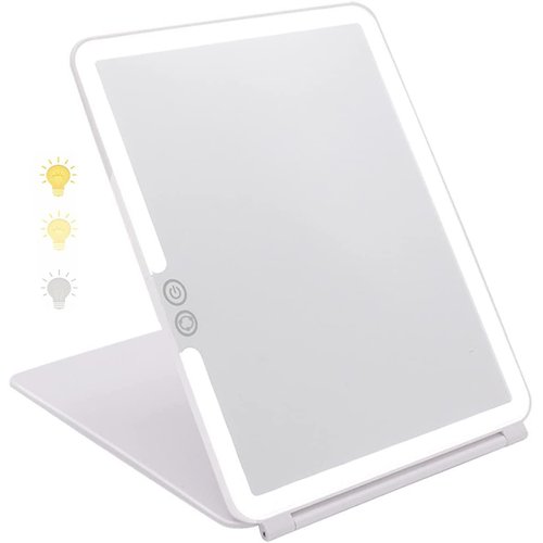 Flymiro Makeup Mirror Vanity Mirror with Lights, Lighted Makeup Mirror, with Touch Control, 3 Color Lighting, 1800 mAh USB Rechargeable,Portable LED Makeup Mirror, Women Gift