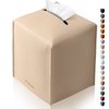 Tissue Box Cover, Tclouda, Modern PU Leather Square Tissue Box Holder for Creative Decorative, Ideal for Bathrooms/Office/Car/Nightstand/Outdoor Tent/Dining Table, 5"X5"X5", Single Beige