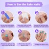 Press On Nails Short - Jofay Fashion Acrylic Press On Nails Ombre, Square Glue On Nails with Nail Glue,Fit Perfectly & Natural Stick On Nails in 12 Sizes - 24PCS Soft Gel Fake Nails Kit, Ombre Girl