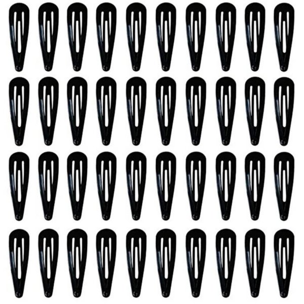 BeeSpring 40 pcs Black Barrettes Small Snap Clip Size 30 mm(Small) Women Metal Hair Clips Accessories Water Drop Female Hair Clips