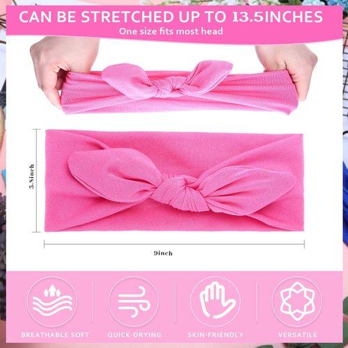 32 Pcs Women's Headbands Bows Headwraps Turban Bow Headband Rabbit Ears Headband with Bow Non Slip Hair Band Bows for Women Bow Head Scarf Workout Running Sport Sweat Elastic Hair Wrap Accessories