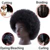 Simnient African Mannequin Head with 100% Human Hair Mannequin Head Curly Cosmetology Afro Mannequins Heads with Stand for Display Practice Braiding Styling Training Head Hair Styling With Gift