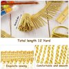 Waydress Fringe Trim Bright Sheen and Beautiful Decorations for Curtain Box Sofa Crafts Home Decor Supplies (Gold, 12 Yards)