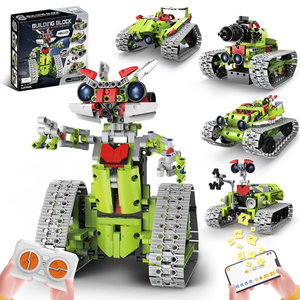 EasyAgo STEM Robot Toy Model Car kits - Blocks Erector Set for 8-13 Years Old, App & Remote Control DIY Shadow Warrior/Spearhead/Vehicle/Tank for Kids 6 7 9 10 11 13 Boys & Girls Birthday Gifts