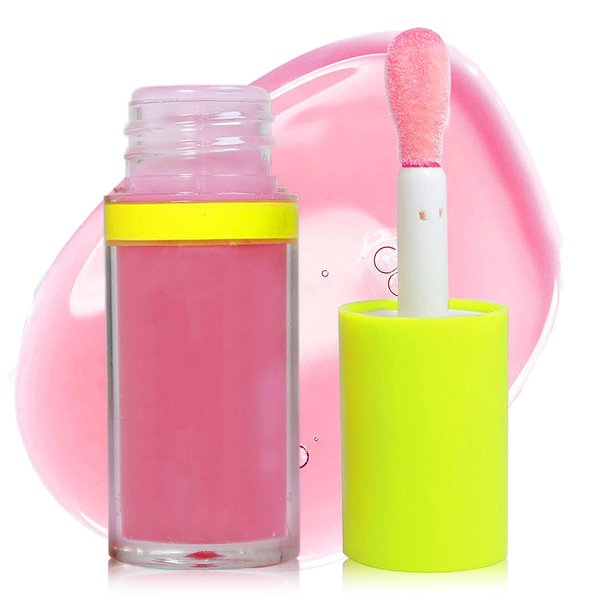 Lip Plumping Lip Gloss,Big Brush Head Lip Oil Hydrating Nourishing & Smooth Glossy Lip Glow Oil,Moisturizing Tinted Lip Gloss Lip Balm Shiny and Vegan Plumping Lip Tint Care(#02 Cherry Blossom Pink)