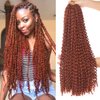 24 Inch Copper Red Passion Twist Hair 7 Packs Water Wave Crochet Hair For Butterfly Locs Goddess Locs Long Bohemian Curl Hair Synthetic Braiding Hair Extensions (24 Inch,350#)
