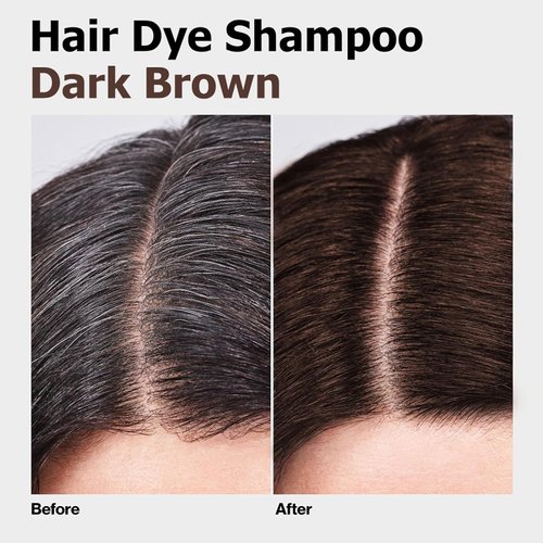 Dark Brown Hair Dye Shampoo 3 in 1 for Gray Hair, Long-lasting & Natual Hair Color Shampoo, Instant Hair Dye for Men Women, Effect in Minutes 16.9 Fl Oz(Dark Brown)