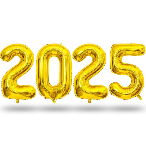 New Years Eve Party Supplies 2025, 40" Gold Number 2025 New Year Helium Balloons for Boys Girls, Class of 2025 Graduation Mylar Foil Balloons for Men Women New Year Celebration Prom Party Decorations