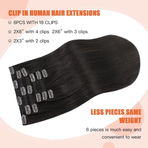 UGOTRAYS Dark Brown Clip in Hair Extensions Real Human Hair 70g 15 inches 100% Remy Human Hair Clip in Extensions Straight Double Weft for Full Head 7pcs 16clips One Pack #2 Brown Hair Extensions