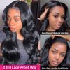 Larhali 210% Density 13x6 Lace Front Wig Human Hair Body Wave HD Transparent Lace Front Wigs Human Hair 24Inch Lace Frontal Wig for Black Women Glueless Wigs Human Hair Pre Plucked with Baby Hair