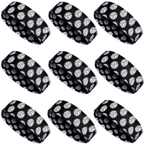 WILLBOND 9 Pieces Softball Headbands for Girls Softball Adjustable Elastic Headbands Non Slip Softball Headbands Sport Yoga Hair Headbands Softball Gifts for Girls Women Teens Adults (Volleyball)