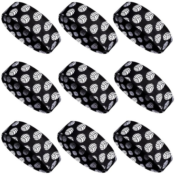 WILLBOND 9 Pieces Softball Headbands for Girls Softball Adjustable Elastic Headbands Non Slip Softball Headbands Sport Yoga Hair Headbands Softball Gifts for Girls Women Teens Adults (Volleyball)