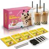 Fusion Select Authentic Bubble Tea Kit Extra Rich (5 Packs) Bubble Tea Drink, Boba Tapioca Pearl, Straws, Popular Bubble Tea Flavors (Brown Sugar Milk Tea)