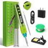 Soldering Iron Kit, Soldering Gun with OLED Digital Display, 8 Seconds Fast Heating 356-896℉ Solder Kit, Auto Sleep, Includes Solder Wire, Stand, T12 Tips for Electronics, Green(With Power Adapter)