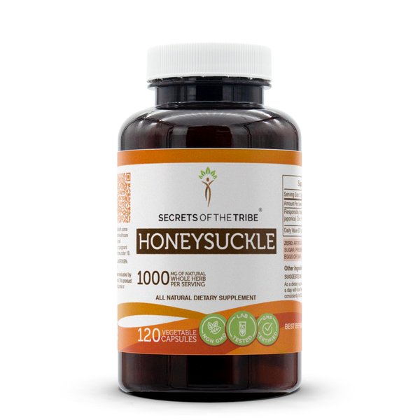 Secrets of the Tribe Honeysuckle 120 Capsules, 1000 mg, Honeysuckle (Lonicera Japonica) Dried Flower (120 Capsules)
