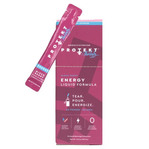 Protekt Healthy Energy Drink Packets - Sugar-Free, Keto and Paleo Friendly & Vitamin B12 Boosted - Mixed Berry Energy Drink Packets by Mark Healey, Pack of 10