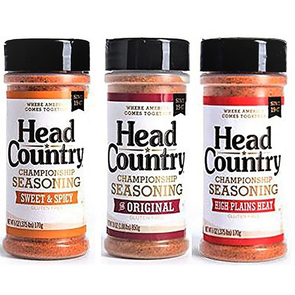 Head Country Championship Seasoning, Original 6 ounce, Sweet & Spicy 5.12 ounce, High Plains Heat 5.12 ounce, (Variety Pack of 3 Bundle)