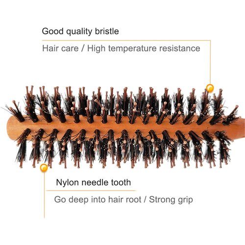 Bristle Round Brush Hair Curler,Boar Bristle Round Brush For Blow Drying，Nylon Hair Brush， Volume,Styling,Curling & Curly,Wavy,Thick,or Thin Hair on Men & Women