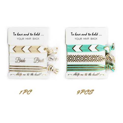 LADY & HOME Bride Tribe Hair Tie, Bridesmaid Hair Tie,Bride Squad Hair Tie for Bachelorette Party Gifts or Wedding Favors(Blue)