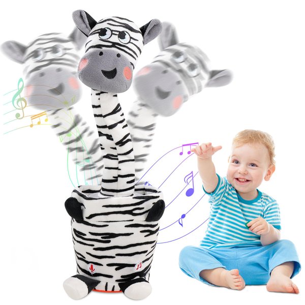 MIAODAM Dancing Talking Zebra Toddler Toys Electronic Zebra Plush Toy Interactive Mimicking Toy with Recording and Repeating for Boys Girls Gift