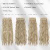 FESHFEN Clip in Hair Extensions 4 PCS Long Wavy Curly Thick Full Head Clip in Hairpieces Synthetic Natural Clip Hair Extension for Women, Dark Ash Blonde Mixed Bleach Blonde 20 inch