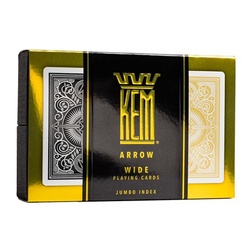 KEM Arrow Black and Gold Plastic Playing Cards, Jumbo Index, Poker Size, Premium Playing Cards, Casino Grade Poker Playing Cards, 2 Decks of Cards