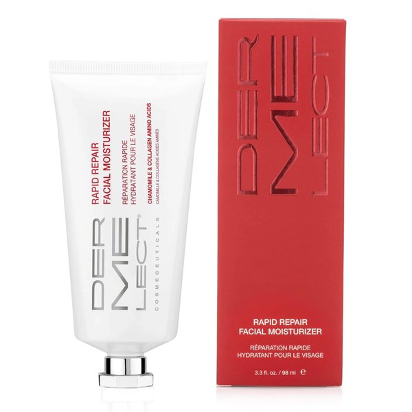 Dermelect Rapid Repair Facial Moisturizer for Face Anti Aging Cream with Chamomile Azulene Collagen Avocado Oil Grape Seed, Hydrating for Sensitive Skin Dryness Dullness Fine Lines & Wrinkles 3.3 oz