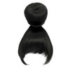 VAVANGA Hair Bun and Bang Set 2PCS, Synthetic Quick Bun N Bang Clip in China Bang Hair Clip on Hair Piece Bun with Bangs for Black Women(#1B, J072)