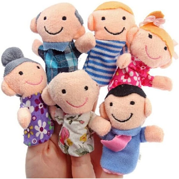 6Pcs Mini Grandparents, Finger Puppet Set, Story Time, Party Favors for Boys Girls Birthday Gifts Christmas Stocking Stuffers Cloth Velvet Puppets, Family Members Finger Puppets Accessories Set