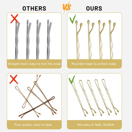 PROPOG Bobby Pins 200 Pcs, Hair Pins for Buns & Updos Hair Accessories Bobby Pin Metal Hair Pin with Storage Box Hairpins for Women and Girls (Black Gold Brown Silver)